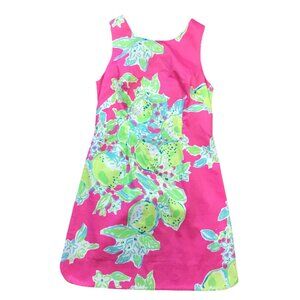 Lilly Pulitzer Delia Shift‎ Dress Pink Lemonade Women's Size 2 Fruit 100% Cotton